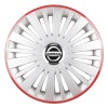 Set 4 Capace Roti, potrivite jantelor de R16, pentru Nissan, model falcon argintiu cu rama rosie, Autohelix MSA