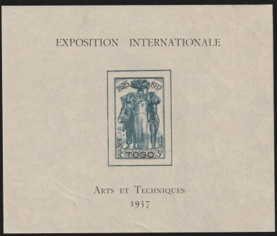 Togo Colonii franceze 1937 - Omnibuse , Expozitia Mondiala Paris , colita nedantelata , MNH , Mi.113 foto
