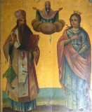 Sfantul Vasile, Sfanta Pulheria, Maica Domnului icoana pe lemn 1862