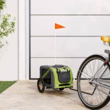 Remorca bicicleta animale companie verde/gri textil oxford/fier GartenMobel Dekor, vidaXL