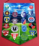 Fanion fotbal - Echipele Participante in SUPERLIGA sezonul 2025-2026 (Dimensiuni mari 40 x 29 cm)