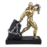 Cumpara ieftin Statueta Decorativa Barbat Lant Piatra Aurie 27cm Rasina Vintage Cadou Aniversare