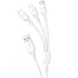 Cablu Incarcare USB-A - Lightning / microUSB / USB-C Dudao L8A 3in1, 66W, 1.2m, Alb