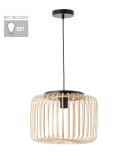 Lampă Suspendată Inspire Pecan , 50 W, Reglabila pe Inaltime, Diametru 38 cm, Bambus, Metal, Negru/Crem