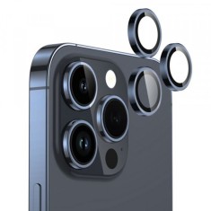 Folie de protectie Camera Spate Lito S+ pentru Apple iPhone 15 Pro Max / 15 Pro, Sticla Securizata, Albastra