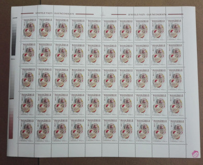 TIMBRE ROMANIA MNH LP1479/1999 Sfintele Paști -Ouă &amp;icirc;ncondeiate -coală 50 timbre foto