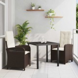VidaXL Set de masă pentru grădină 3 pcs Maro poliratan