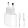 Incarcator compatibil cu iPhone 14/13/12/11/Pro/Pro Max/iPad/AirPods, Type-C, cablu de date Lightning, Fast charge 20W, Apple, Alb, Oem