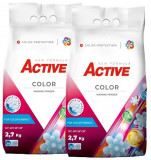 Detergent pudra pentru rufe colorate Active, 2 x 2.7kg, 72 spalari