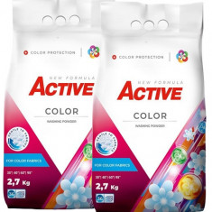 Detergent pudra pentru rufe colorate Active, 2 x 2.7kg, 72 spalari