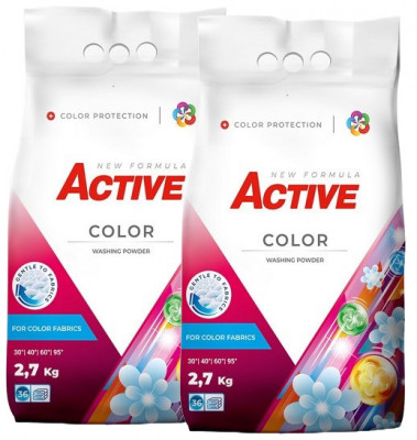 Detergent pudra pentru rufe colorate Active, 2 x 2.7kg, 72 spalari foto