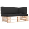 Canapea gradina paleti Gossi, coltar lemn pin tratat, perne incluse, 110x65x55cm, maro/negru