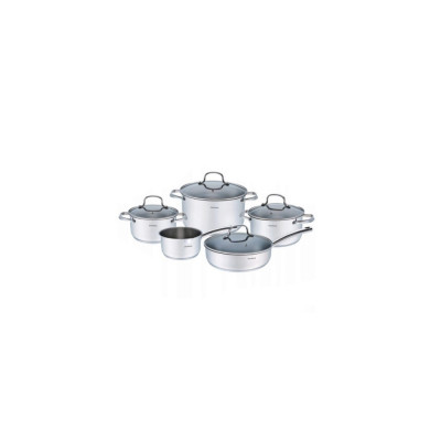 Set de 5 oale din inox, cu capac, premium, compatibil cu toate tipurile de aragaz, gri, Klausberg foto