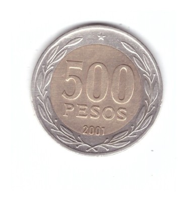 Moneda Chile 500 pesos 2001, stare buna, curata foto