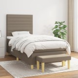 Gossi pat box spring cu saltea, gri taupe, 80x200 cm, textil