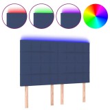 Cumpara ieftin Tablie de pat cu LED, albastru, 144x5x118/128 cm, textil