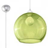 Lampă Suspendată Ball Verde Oțel/Sticlă 1 Bec Rotund Minimalist De Interior