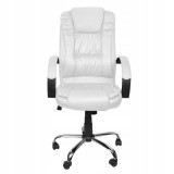 Cumpara ieftin Scaun de birou, rotativ, functie tilt, piele ecologica, otel, alb, max 130 kg, 63x60x113-123 cm, Malatec, Isotrade