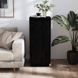 Servanta, negru, 31,5x34x75 cm, lemn masiv de pin GartenMobel Dekor, vidaXL
