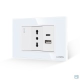 Cumpara ieftin Intrerupator Simplu Cap Scara + Priza Ingusta si USB A+C cu Rama din Sticla LUXION, Standard Italian, 3M SmartElectro IntelligentHouse