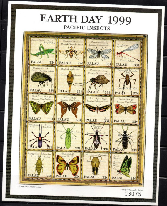 PALAU 1999, Fauna, Insecte, serie neuzata, MNH