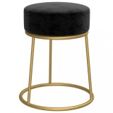 Cumpara ieftin Taburet rotund, negru, catifea