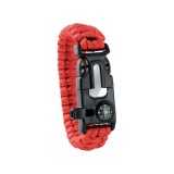 Bratara de supravietuire in aer liber, tip army, 5 in 1, paracord, busola , fluier, cutit, cremene, rosie