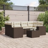 Gossi set canapele de gradina cu perne, 7 piese, maro, poliratan