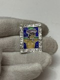 ICONITA ARGINT 925 - IISUS Pe Cruce + Email - Icoana Mica - De masa - Vintage !
