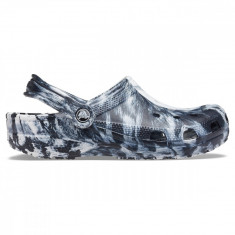 Saboți Crocs Classic Marbled Clog Alb - White/Black