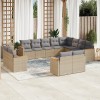 VidaXL Set canapele de grădină, 12 piese, cu perne, bej, poliratan 3226514