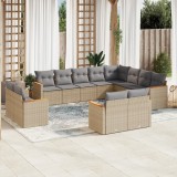 VidaXL Set canapele de grădină, 12 piese, cu perne, bej, poliratan 3226514