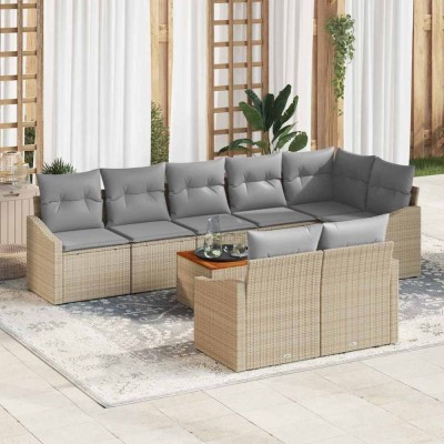 vidaXL Set de canapele pentru grădină 9 pcs Bej, gri deschis foto