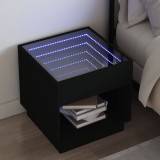 VidaXL Noptieră cu LED infinity, negru, 50x50x50 cm