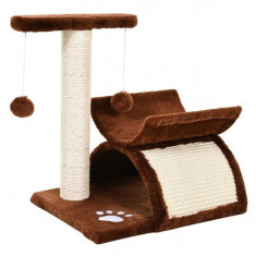 Ansamblu de joaca pentru pisici, cu platforma, culcus si ciucuri, maro si bej, 40x30x43 cm GartenVIP DiyLine