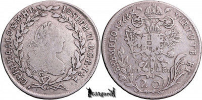 1768 G IB-FL, 20 Krajc&amp;aacute;r - Iosif al II-lea (ca co-conducător) - Regatul Ungariei foto