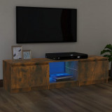 Comoda TV cu lumini LED, stejar fumuriu, 140x40x35,5 cm GartenMobel Dekor, vidaXL