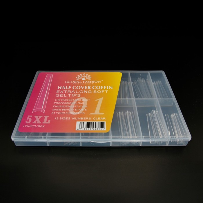 Set 120 bucati tipsuri dizolvabile, 12 marimi, 5XL extra-lung, ballerina la v&acirc;rf, Nr. 01