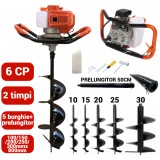 Motoburghiu foreza pamant gheata 6CP + 5 burghie + prelungitor 50cm (MX564+100 150 200 250 300+)