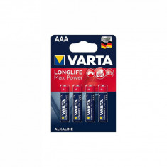 Baterii alcaline Varta Long Life Max Power , AAA , R3 , 4 Baterii / Set foto