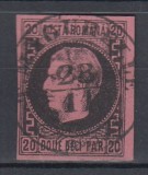 ROMANIA 1866/1867 LP 20 b CAROL CU FAVORITI 20 PAR HARTIE GROASA PUNCT IN GREACA DREAPTA SUS STAMPILAT
