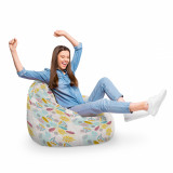 Fotoliu Puf Bean Bag tip Para XL multicolor cu frunze