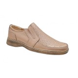Pantofi barbati casual, perforati, din piele naturala, Bej, GKR45BEJ