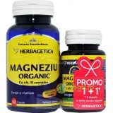 Pachet Magneziu Organic cu B-Complex 60cps+10cps Promo