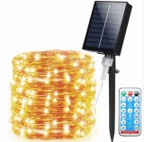 Cumpara ieftin BZRSH Instalatie Luminoasa Solara Cupru 30m 300 LED Alb Cald 8 Efecte IP65 Telecomanda