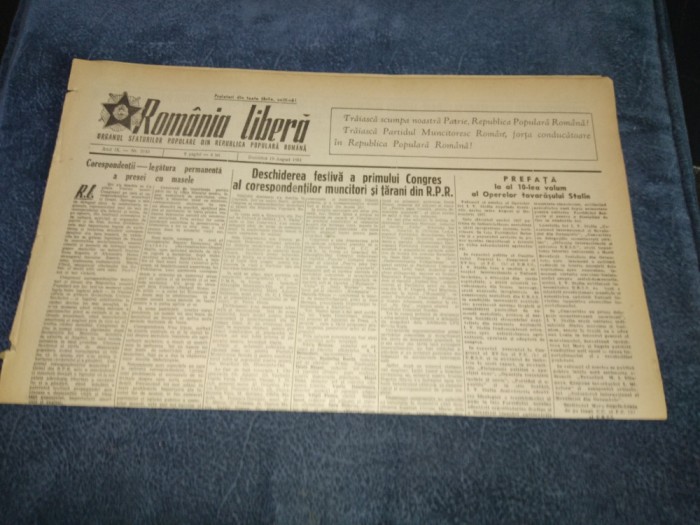 ZIARUL ROMANIA LIBERA 19 AUGUST 1951