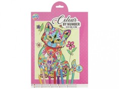 Set creativ, Coloreaza pe numere, A4, 8 creioane, pisica, Moxy foto