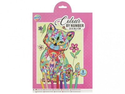 Set creativ, Coloreaza pe numere, A4, 8 creioane, pisica, Moxy foto