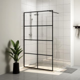 VidaXL Paravan de duș walk-in negru 140x95 cm sticlă ESG transparentă