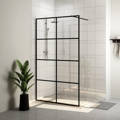 vidaXL Paravan de duș walk-in negru 115x195 cm sticlă ESG transparentă foto